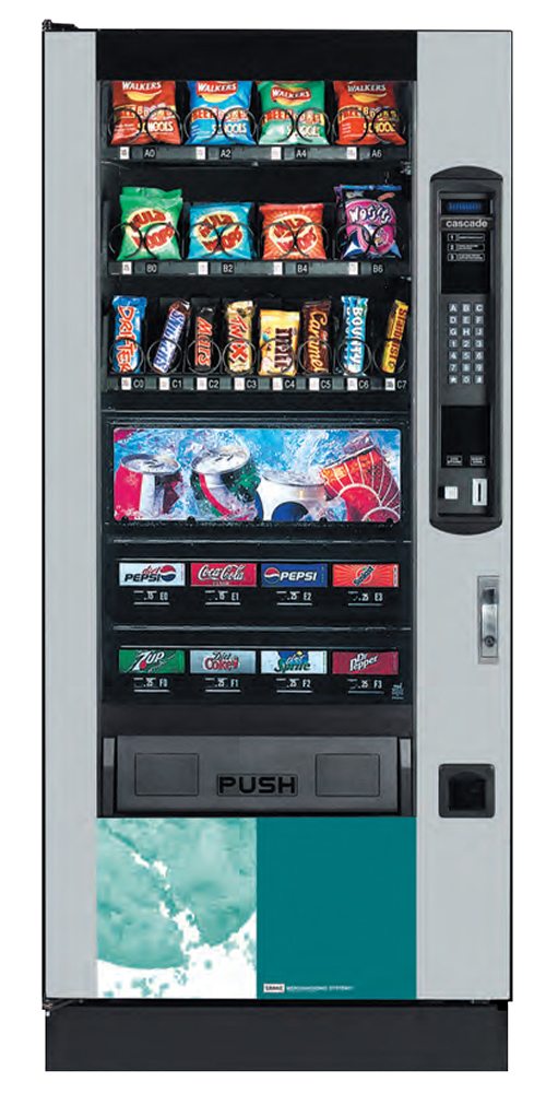 Crane Cascade snack and can vending machine